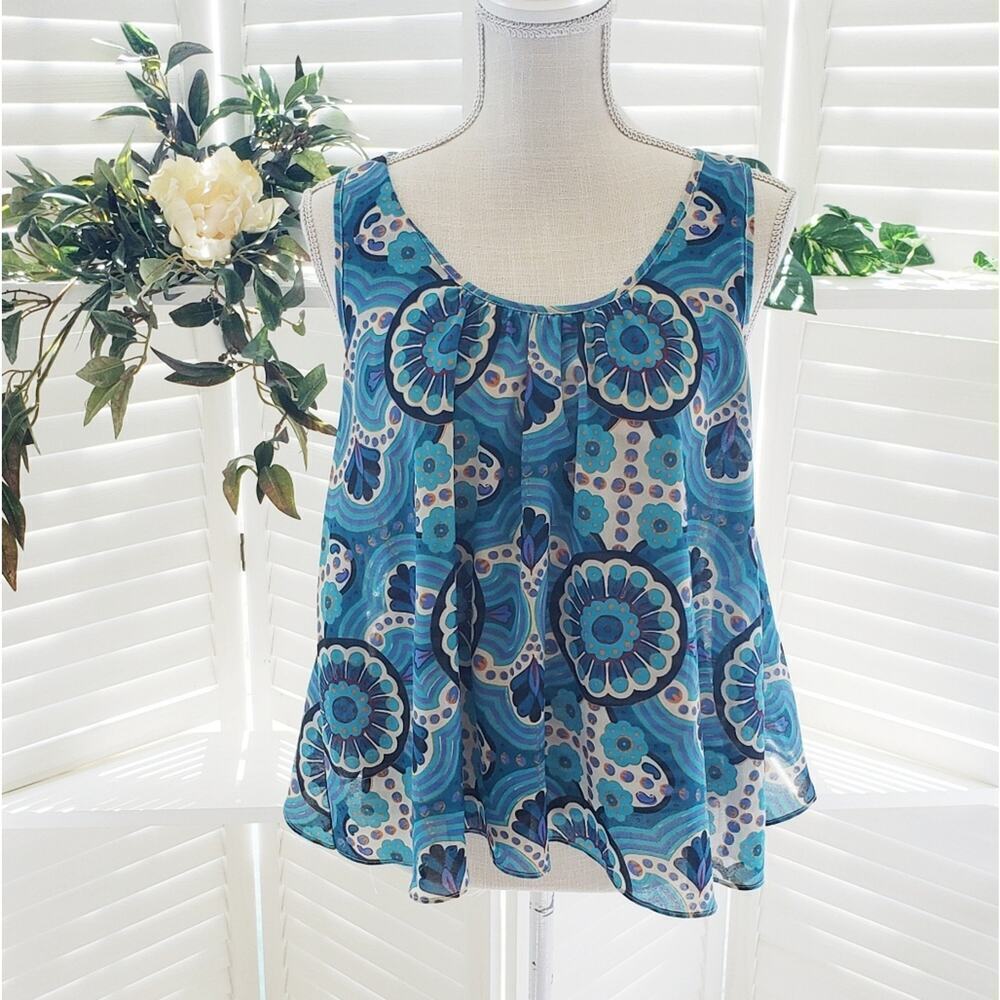 ANTHORPOLOGIE MEADOW & RUE SLIT BACK FLORAL TOP SM